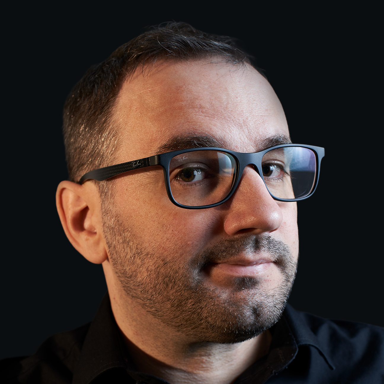 Black and white photo of Gethin Hooper